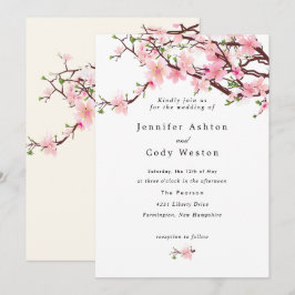 Convites Primavera Cherry Blossoms Pálido Rosa Beige Casame