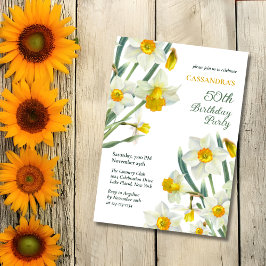 Convites Primavera Chic Yellow Daffodil Botânico Aniversári