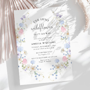 Convites Primavera cor-de-rosa pequeno Chá de fraldas de fl