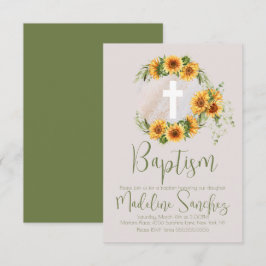 Convites Primavera de Aquarelas Baptism Sunflower Dedicação