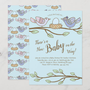 Convites Primavera De Aves, Chá de fraldas Co-Ed Gênero N
