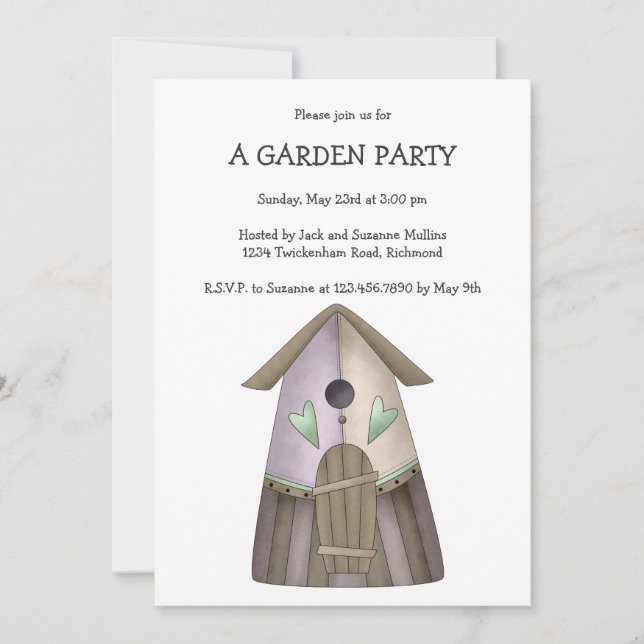 Convites Primavera de boas-vindas ・ Birdhouse Roxo (Frente)