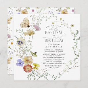 Convites Primavera de flor selvagem primeiro aniversario de