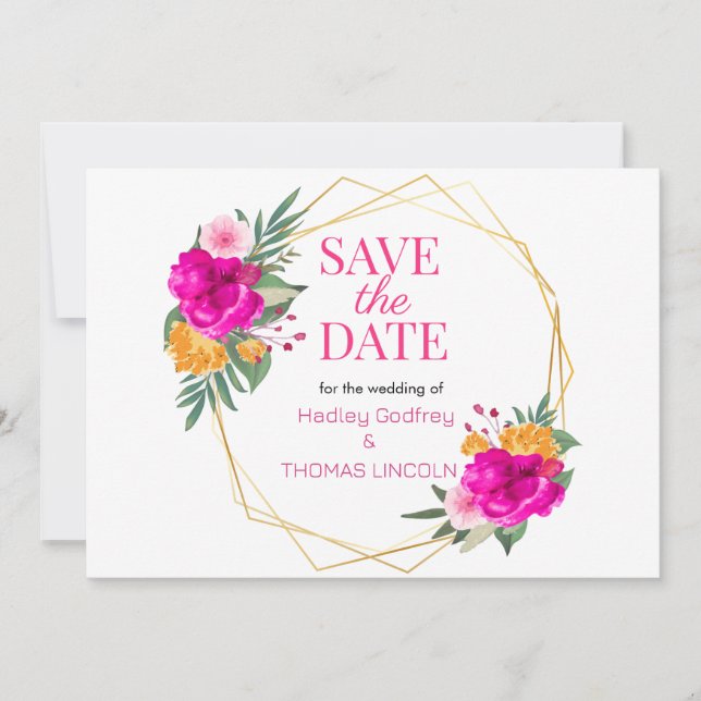 Convites Primavera De Flor Selvagem Rosa Que Salve A Data (Frente)