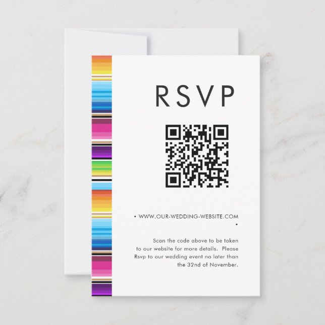 Convites Primavera de Serape | Código QR de casamento RSVP (Frente)