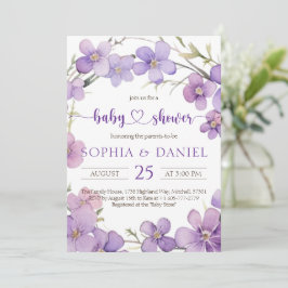 Convites Primavera Delicar Chá de fraldas de Flores Violeta