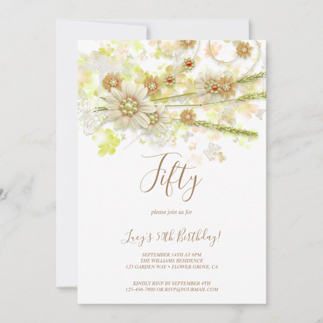 Convites Primavera e Miçanga Decorative 50º aniversário (Frente)