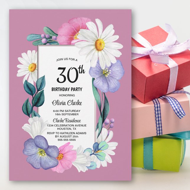 Convites Primavera Floral aniversário de 30 anos (Criador carregado)