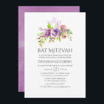 Convites Primavera Floral Bat Mitzvah<br><div class="desc">Rosas de púrpura e de pêssego e peônias de morcego floral mitzvah convites com tipografia elegante de escrita manual.</div>