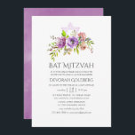 Convites Primavera Floral Bat Mitzvah<br><div class="desc">Rosas de púrpura e de pêssego e peônias de morcego floral mitzvah convites com tipografia elegante de escrita manual.</div>