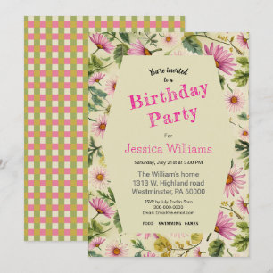 Convites Primavera Floral Birthday