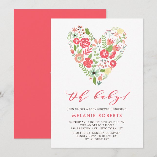 Convites Primavera Floral Colorida Chá de fraldas Cluster (Frente/Verso)