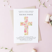 Primavera Floral Cross Baptism de Aquarela Feminin