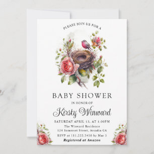 Convites Primavera Floral de Aquarela Chá de fraldas Nest