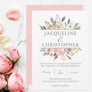 Convites Primavera Floral de Blush Peony Casamento