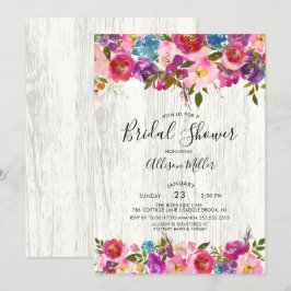 Convites Primavera Floral de Madeira Rústica Chá de panela