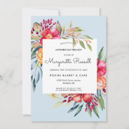 Convites Primavera Floral Dia de as mães vibrante Brunch