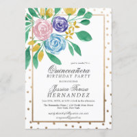 Primavera Floral Dourada Confetti Watercolor Quinc