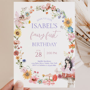 Convites Primavera Floral Fada Primeiro Aniversário