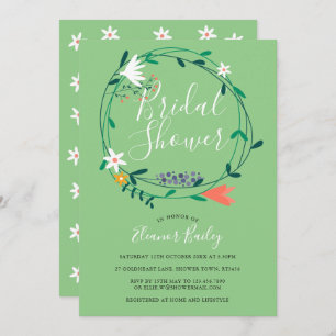 Convites Primavera Floral Garland Chá de panela moderno