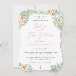 Convites Primavera Floral Girl Baptism e festa de primeiro 