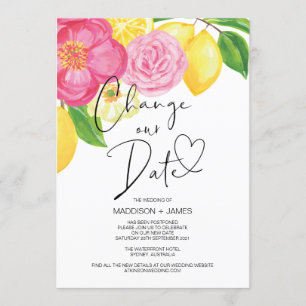 Convites Primavera Floral Lemon Altera a data de casamento