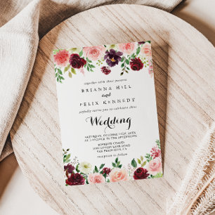 Convites Primavera Floral Moderno de Caligrafia Casamento