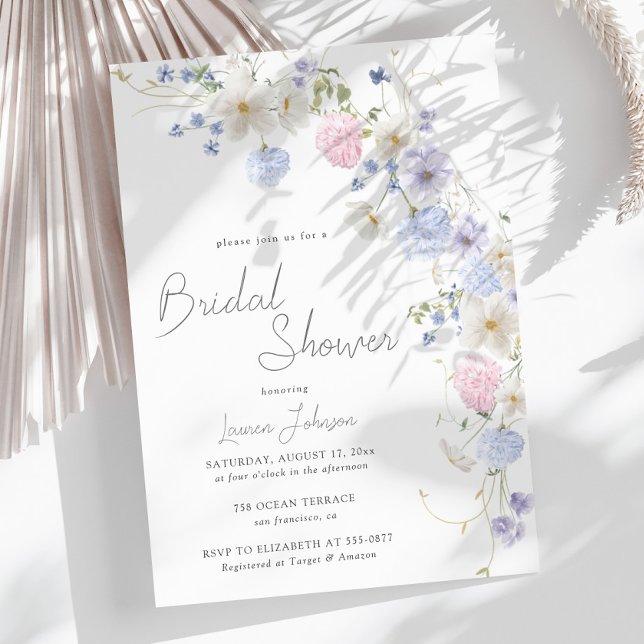 Convites Primavera Flores selvagens Chá de panela rosa púrp (Criador carregado)