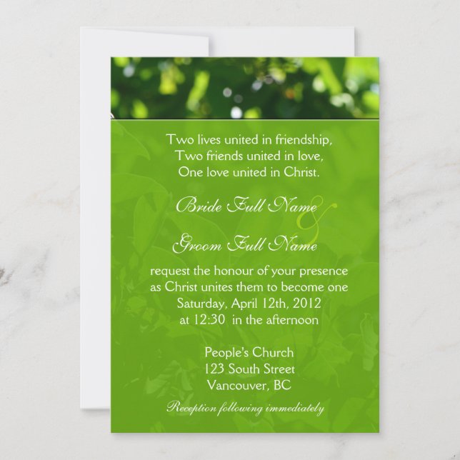 Convites Primavera, folhas verdes de Verão cristãs (Frente)