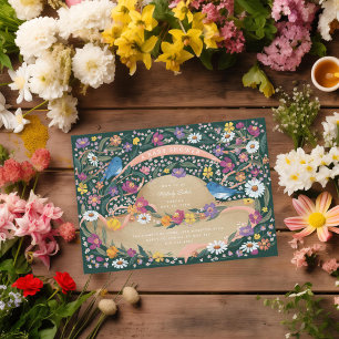 Convites Primavera Garden Flowers Sun Hat Chá de fraldas