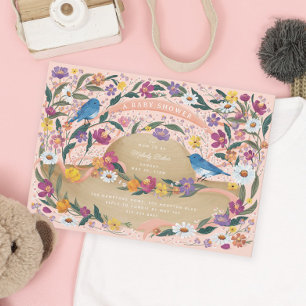 Convites Primavera Garden Flowers Sun Hat Chá de fraldas Ro