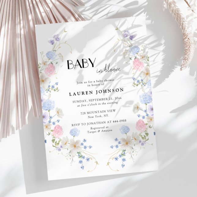 Convites Primavera Garden Pink Purple Wilflower Chá de fral (Criador carregado)