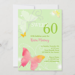 Convites Primavera Green Sweet 60th Festa de aniversário