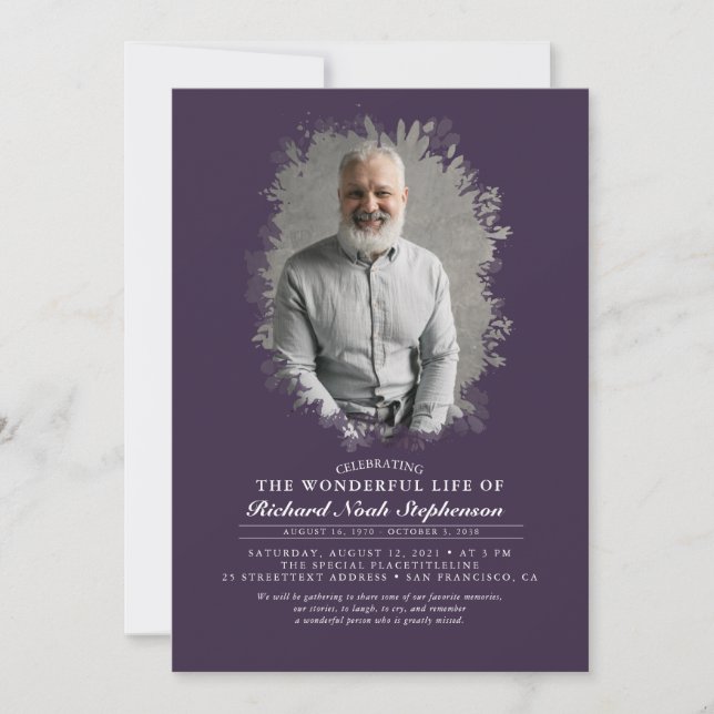 Convites Primavera Greenery Foliage Silhouette Foto Funeral (Frente)