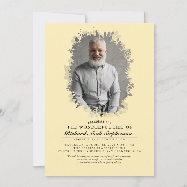 Convites Primavera Greenery Foliage Silhouette Foto Funeral (Frente)