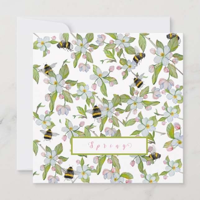 Convites Primavera jardim florescente e mamangabas (Frente)