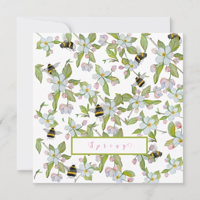 Convites Primavera jardim florescente e mamangabas (Frente)