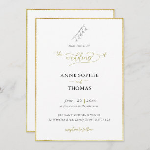 Convites Primavera moderno Lily do Casamento Dourado do Val