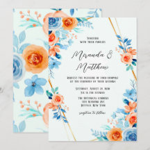 Primavera Paint Blue Orange Watercolor Casamento F