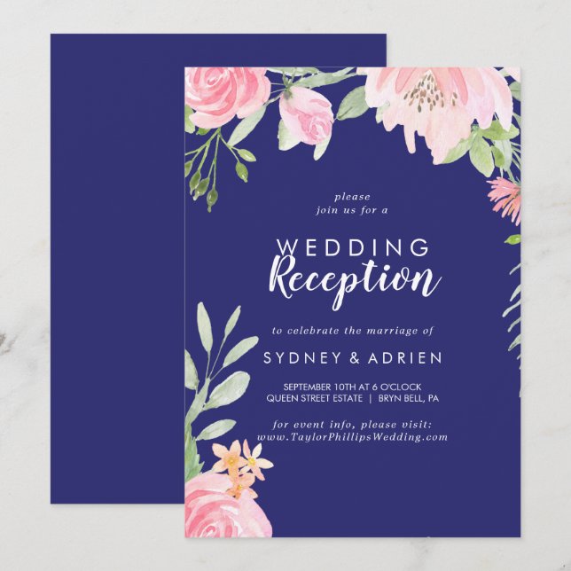 Convites Primavera Peony Recepção de casamento Apenas (Frente/Verso)