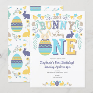 Convites Primavera, primeiro aniversario, Páscoa, coelho
