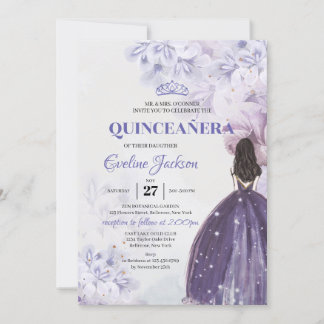 Convites Primavera roxas princesa Dress Quinceanera
