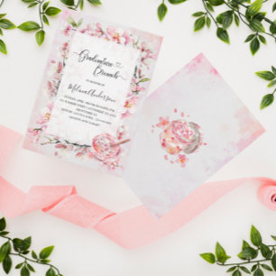Convites Primavera Sakura Flowers e Dessert watercolor gra