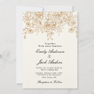 Convites primavera simples mão desenhada Floral elegante ca