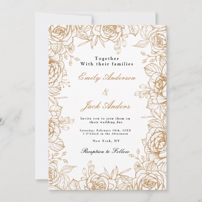 Convites primavera simples mão desenhada Floral elegante ca (Frente)
