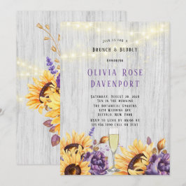 Convites Primavera Sunflower Purple Peony Brunand Bubble