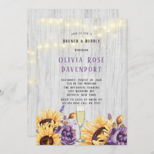 Convites Primavera Sunflower Purple Peony Brunand Bubble