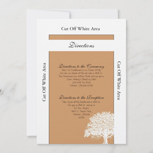 Convites Primavera Tree Brown/White Wedtions Direction Card (Frente)