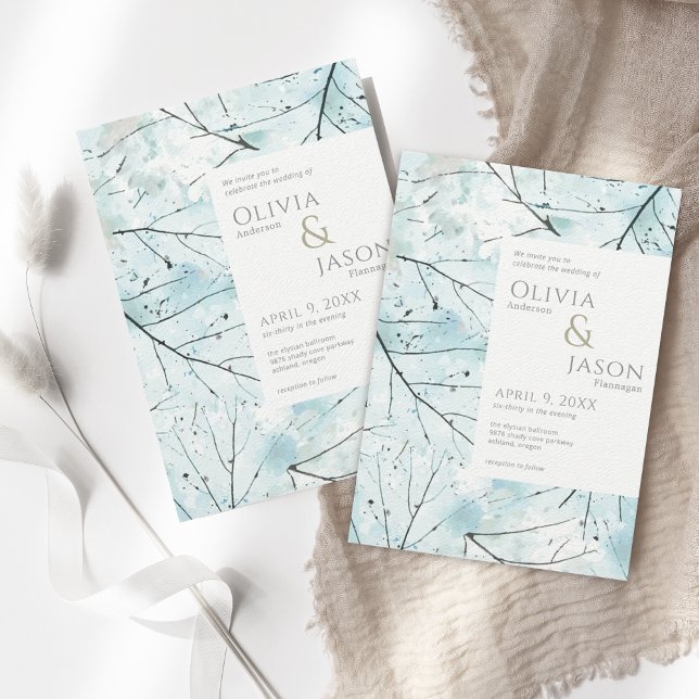 Convites Primavera Turquoise Aqua Abstrato de Flores Convit (Criador carregado)