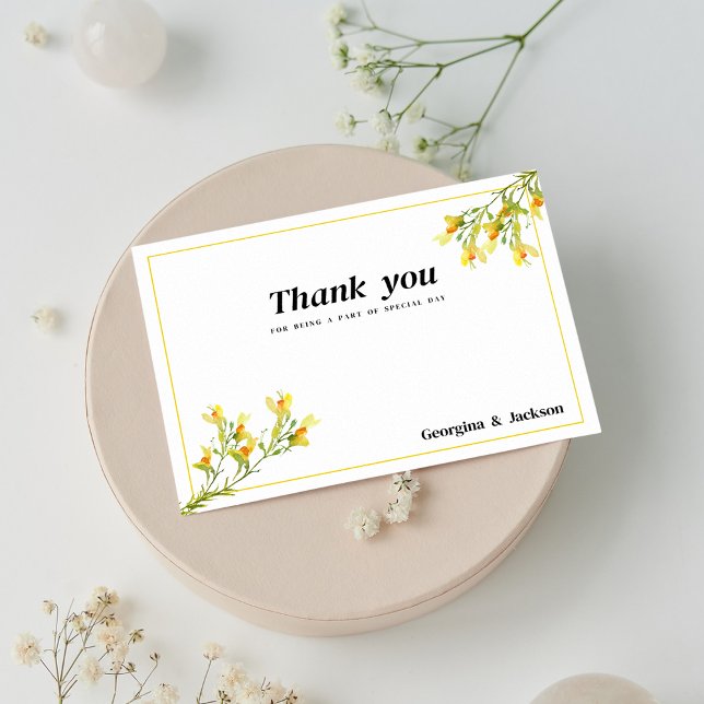 Convites Primavera verde-amarelo-laranja floral Obrigado (Yellow orange green spring floral Thank You)
